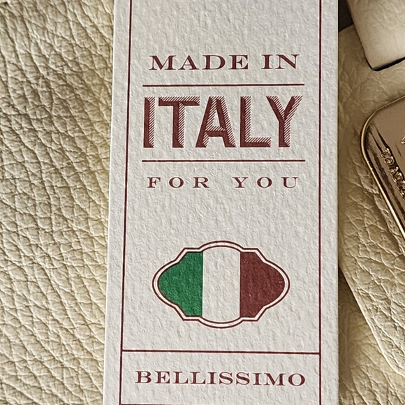 Valentina Women's NWT Made In Italy, Beige/Brown Pebbled Leather Shoulder Bag. - Picture 11 of 15